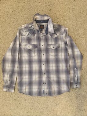 Moon Shine Spirit Brad Paisley Western Shirt M Embroidered Plaid Cowboy